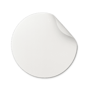 Round custom printed sticker with peel-off backing – bulk logo stickers for packaging, branding, and promotions.