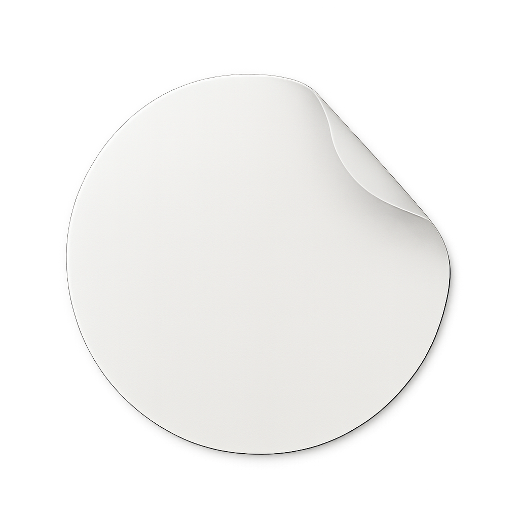 custom printed stickers – bulk logo stickers for branding, packaging & promotions Round custom printed sticker with peel-off backing – bulk logo stickers for packaging, branding, and promotions.